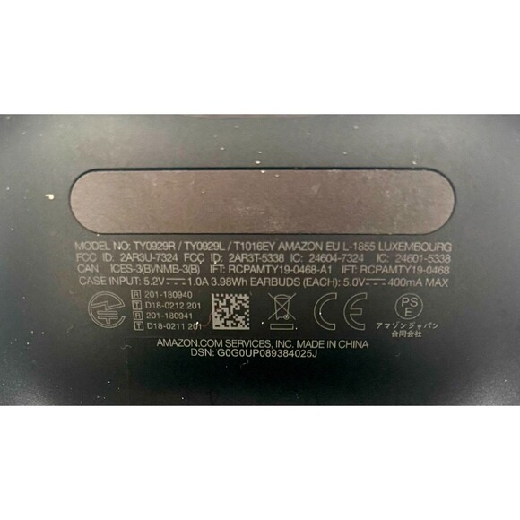 Amazon Echo TY0929R Bluetooth Ear Buds Black WORKS - Picture 3 of 3